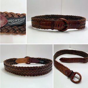 Brighton Boho Brown Braided Leather Belt Size: 28